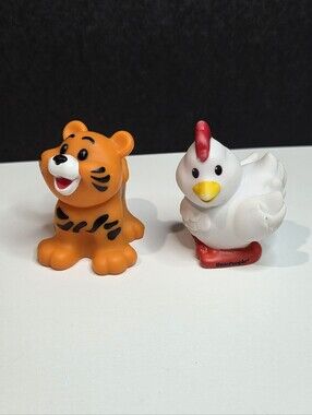 Fisher-Price Little People Animal Figures Lot - Orange Tiger & White Chicken